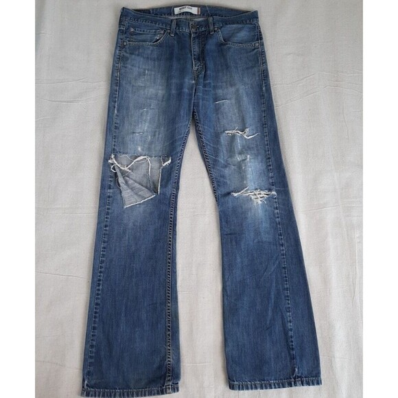 Levis 527 Jeans Mens 34 35x32 Boot Distressed Thrashed Mid Rise Cowboy Western - Picture 1 of 16